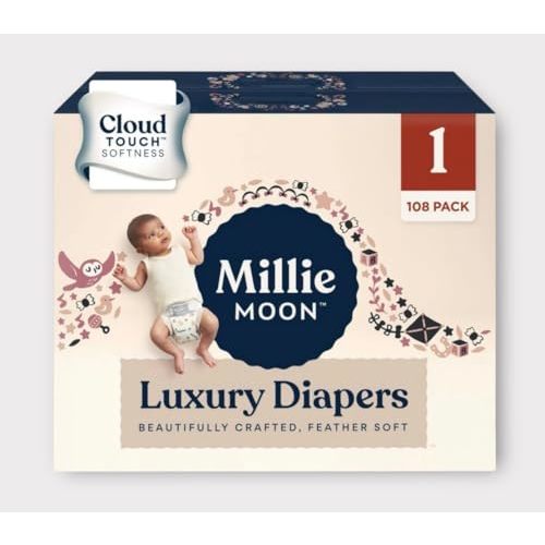 Millie Moon Luxury Diaper - Cloud Soft Comfort, (Size 1 Count -108)