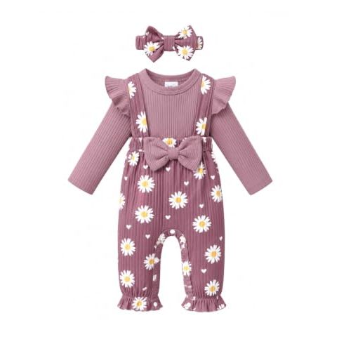 Renotemy Baby Girl Clothes Winter Newborn Girls Outfits Preemie-18Monthes | Fall Preemie Baby Girl Clothing,Newborn Coming Home Outfit,Infant Snap Closure Elastic Cuff Romper with Bow Headband