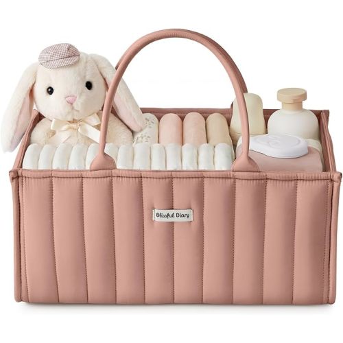 Blissful Diary Baby Diaper Caddy Organizer, Nursery Storage, Blush Pink