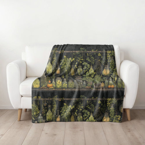 Apothecary Blanket, Cottagecore Blanket, Herbs and Spices, Apothecary Gift, Herbalist Gift, Throw Blanket Herbalist Gift, Witchy Blanket