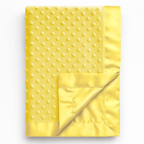 Pro Goleem Baby Soft Minky Polyester Blanket with Satin Backing Baby Gifts for Boys and Girls Pet Blanket for Dogs/Cats/Puppies (Yellow, 30’’ x 40’’)