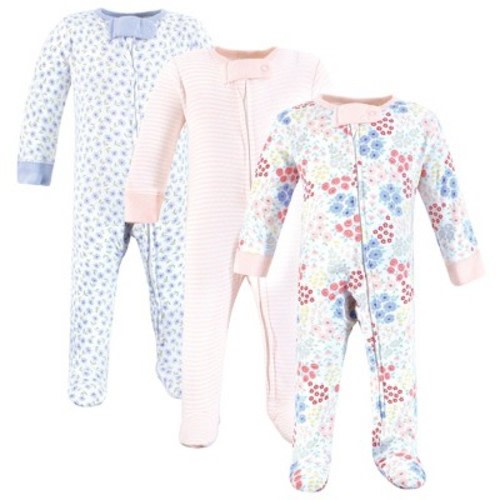 Touched by Nature Baby Girls Organic Cotton Sleep and Play, Flower Market, 0-3 Months