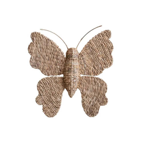 Hand-Woven Water Hyacinth Butterfly Wall Décor - Natural