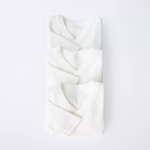 THREE-PACK OF LONG-SLEEVE BODYSUITS WITH KIMONO COLLAR - Oyster-white