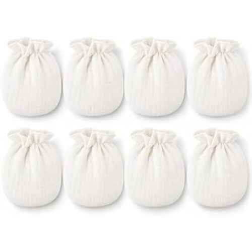 8 Pairs Soft Muslin No Scratch Baby Mittens for 0-6 Months Newborn