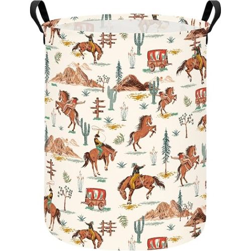 Western Cowboy Fabric Storage Bin,Nursery Organizer Basket