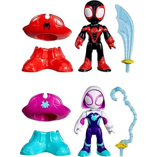 SPIDEY AND HIS AMAZING FRIENDS Marvel Water-Webs Pirate Miles “Spin” Morales & Pirate Ghost-Spider Action Figures, Super Hero Toys, Ages 3+