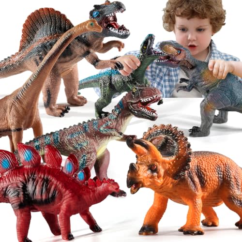 NIPLOOOW Big Dinosaur Toys for Kids 3-5, 7 Piece Realistic Soft Dinosaur | Figures Jumbo Dinosaur Toys for Kids 5-7, Dinosaur Party Favors, Birthday Gifts for Boys & Girls