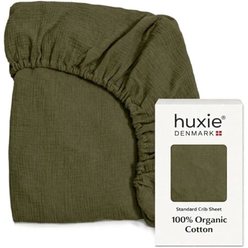 Crib Sheets – Organic Cotton Muslin Fitted Crib Sheet – Standard Size for Baby Boy and Baby Girl 28" x 52" Ultra-Soft and Breathable. (Sage Green)