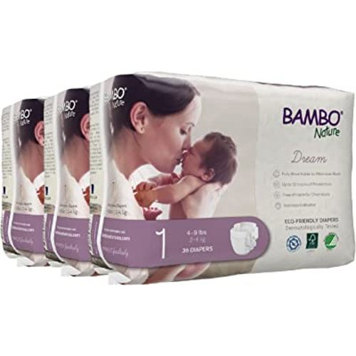 Bambo Nature Premium Baby Diapers (SIZES 0 TO 6 AVAILABLE), Size 1, 108 Count