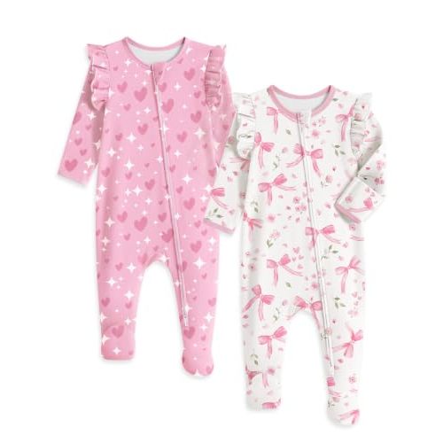 Yoofoss Baby Sleepers Baby Girl Clothes 100% Organic Cotton Pajamas for Newborn 0-3 3-6 6-9 Months Sleep and Play Pjs