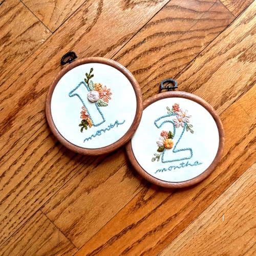 Hand-Stitched Monthly Milestone Photo Props – Boho Floral Keepsake