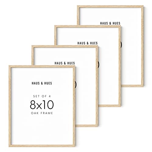 HAUS AND HUES Beige Oak Wood 8x10 Picture Frame - Modern Wood Wall Art Display - Lightweight 8x10 Frame for Art Prints, Photos, Posters - Ready-to-Hang Vertically & Horizontally (Set of 4)