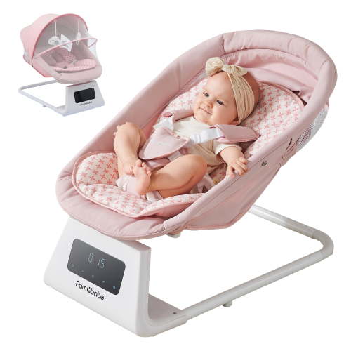 Pamo Babe Baby Swing for Newborns, 5 Speeds, Canopy and Mosquito Net, Timer, Bluetooth Music