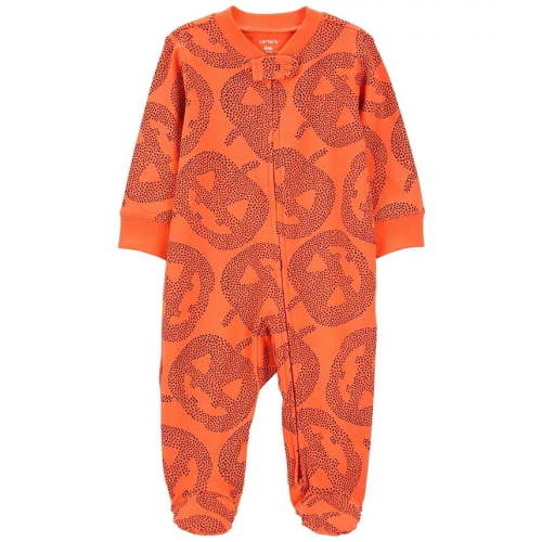 Carter's Baby Boys and Baby Girls Halloween Pumpkin 2 Way Zip Sleep and Play Size Newborn 0 Months