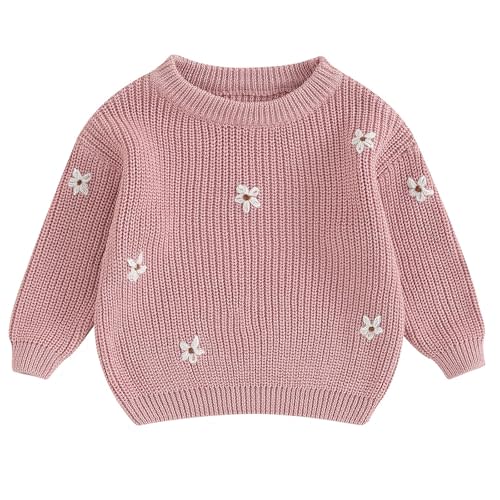 Mubineo Baby Girl Winter Clothes Cute Flower Sweater Crewneck Pullover Long Sleeve Knit Newborn Infant Sweaters