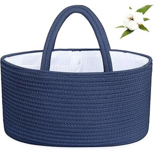 ABenkle Diaper Caddy Organizer, Boho Rustic Cotton Rope Nursery Baby Basket, Changing Table Organizer for Baby Diaper Storage and Baby Shower