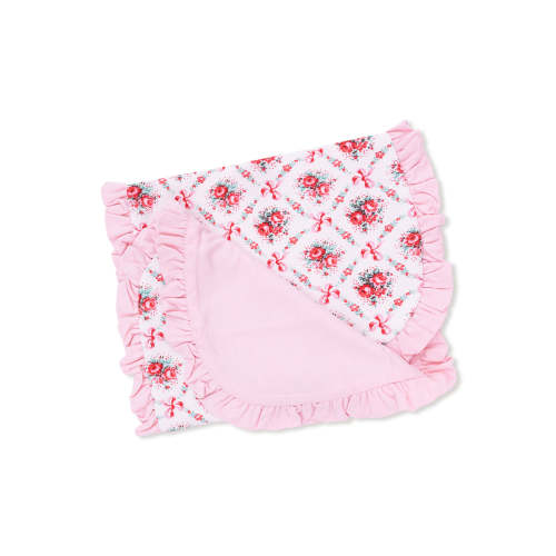 Ruffle Burp Cloth, Rose Bow Lattice