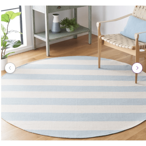 Brookvale Striped Hand-Woven Cotton Light Blue/White Area Rug