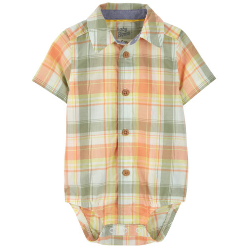 Baby Plaid Button-Front Bodysuit