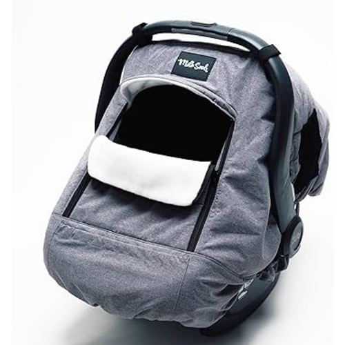 Milk Snob Winter Baby Car Seat Cover - Carseat Canopy & Stroller Cover for Babies - Waterproof, Windproof, Cozy Inner Fleece Lining - Keep Your Baby Warm, Dry & Cozy This Winter (Stormy)
