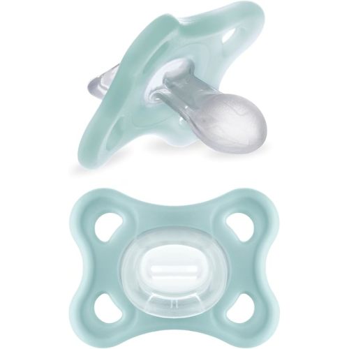MAM Comfort Baby Pacifiers, Lightweight One-Piece Full Silicone Binky for Newborns 3-12 Months, BPA-Free, Easy to Clean Pacifier, Best for Breastfed Babies, with Sterilizer Case, 2 Count Binkies