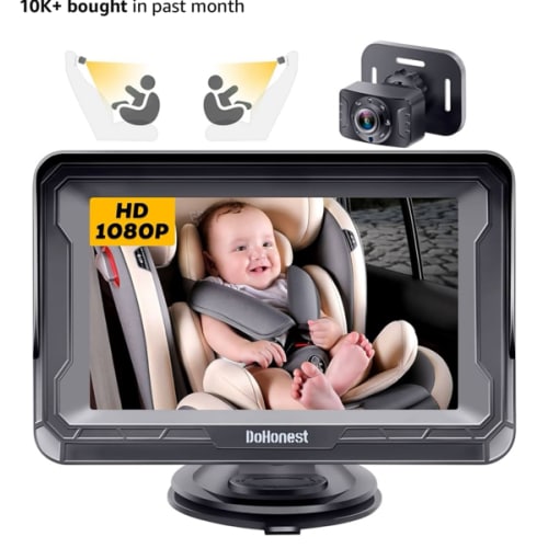 DoHonest Baby Car Camera HD 1080P - Rear-Facing Car Baby Monitor with Night Vision, Adjustable View Angle, Easy Setup, Anti-Glare Display, Safety for Kids & Infants