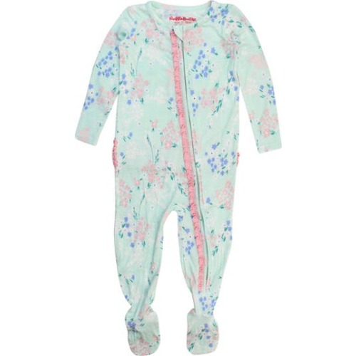 SoftSnooze Baby Girls Ruffle One Piece Footie Pajamas, 0-3M