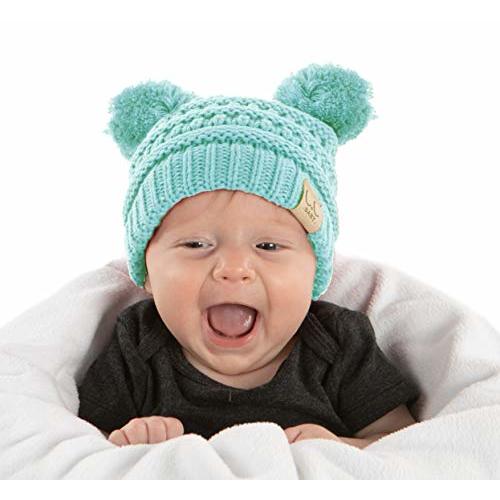 Funky Junque Baby/Infant Beanie: Mint Double POM