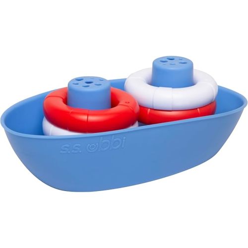 Ubbi Boat & Buoys Bath Toys, Includes 1 Boat and 4 Buoys, Bath Time Toys for Toddlers