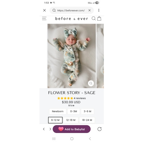 Baby Jumpsuit - Flower Story Zip Onesie - Sage Green – Before & Ever