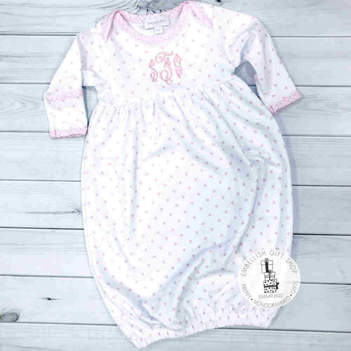 Personalized Pink Gingham Dots Gown – Preppy Monogrammed Gifts