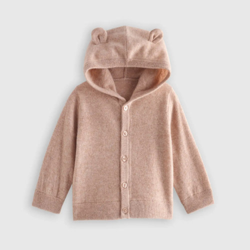 Washable Cashmere Hooded Cardigan