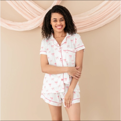 Bamboo Long-Sleeved Women's Pajama Set in Bow – Kyte Living
