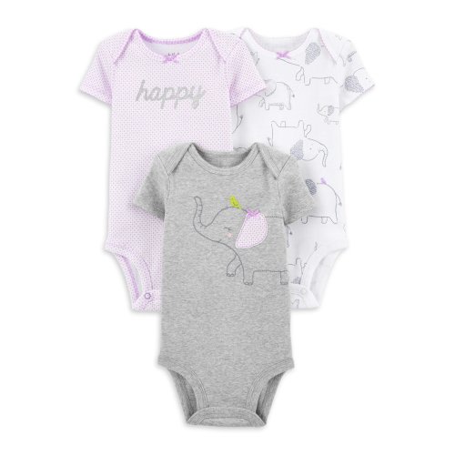 Child of Mine by Carter's Baby Girl Short Sleeve Bodysuits, 3-Pack
