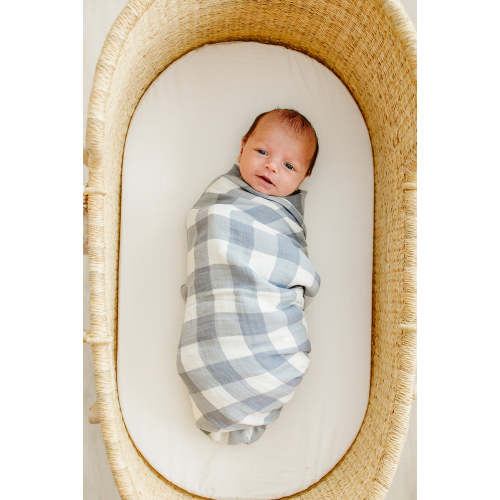 Dusty Blue Gingham Muslin Swaddle Blanket | 100% Cotton | Baby Essentials Default Title
