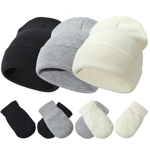 Baby Hats and Mittens Set Infant Toddler Beanie Caps Hospital Hat Set Newborn Gloves for Baby Boys Girls