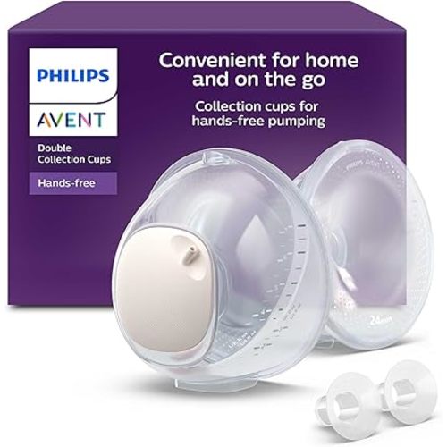 Philips Avent Hands-free Double Electric Breast Pump, Hospital-strength Motor, Mimics Baby's Drinking Rhythm, Pumps up to 85 Times per Minute, 2 Collection Cups, 4 Breast Shields, Model SCF539/62