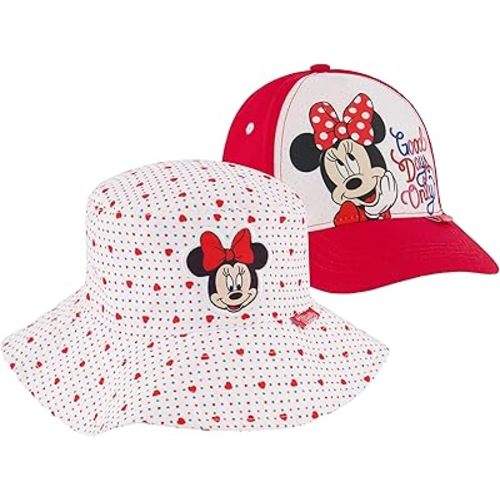 Disney Girls Toddler Sun Hat, Or Minnie Mouse Kids Bucket Hat and Matching Baseball Cap for Girls