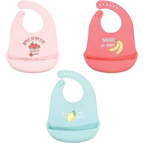 Hudson Baby Unisex Baby Silicone Bibs, Apple Of My Eye, One Size