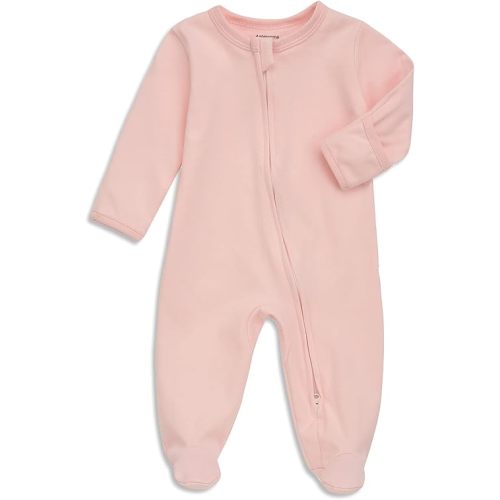 Aablexema Baby Footed Pajamas with Mitten Cuffs - Unisex Newborn Infant 2 Ways Zipper Cotton Footie Pjs