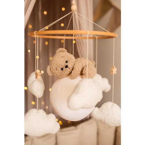 Bear on Moon Nursery Mobile: USB Night Light with Remote