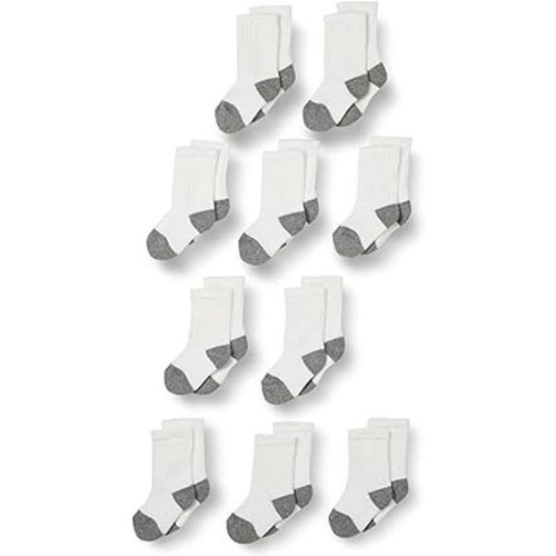 Amazon Essentials Unisex Kids and Toddlers' Cotton Crew Socks, 10 Pairs