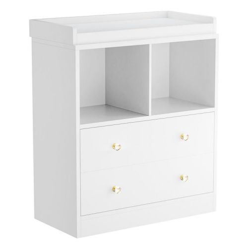 Baby Dresser with Changing Table Top, 6 Drawer Nursery & Changing Station with Changing Pad, Sturdy Wooden Baby