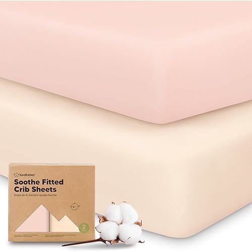 KeaBabies 2-Pack Organic Crib Sheets for Boys, Girls - 52x28 Fitted Crib Mattress Sheet Neutral, Breathable Jersey Cotton Cover for Baby Bed, Toddler Mattress, Soft & Cute Prints (Cameo)