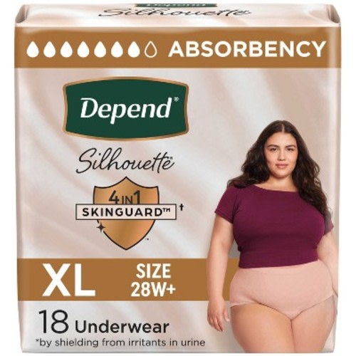 Depend Silhouette Incontinence & Postpartum Underwear for Women - Maximum Absorbency - XL - Pink - 18ct