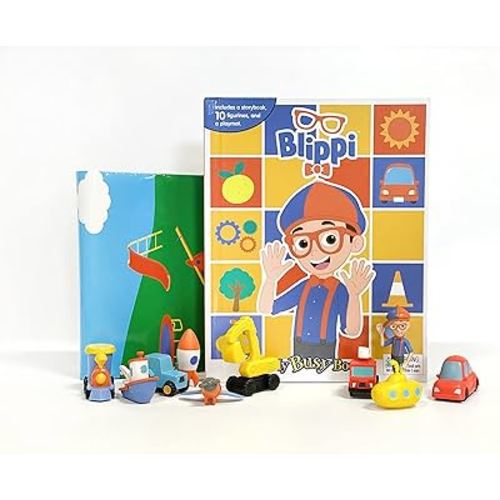 Blippi My Busy Books - Storybook, 10 figurines, playmat