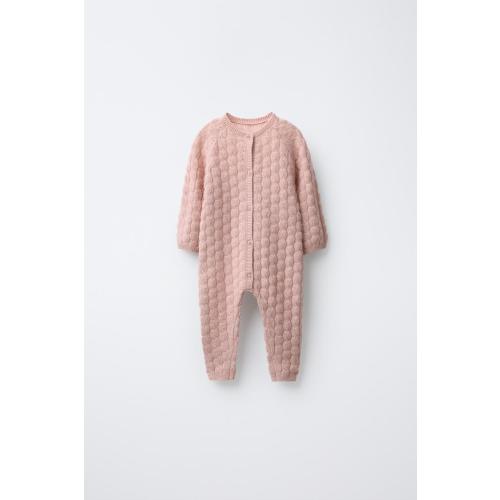 CABLE KNIT LONG JUMPSUIT - Light pink | ZARA United States
