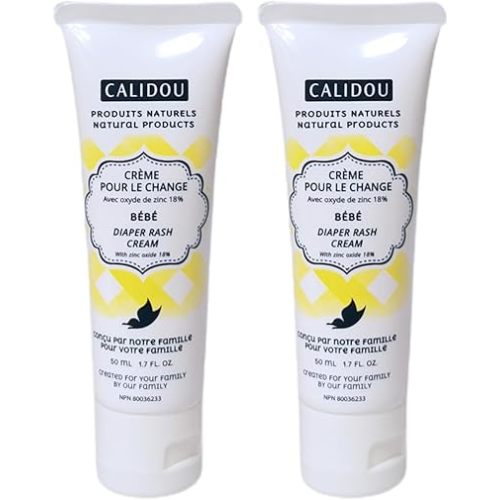 CALIDOU Baby Diaper Rash Cream Zinc Oxide 18% Duo Pack Gentle Baby Barrier Cream for Soft Skin Cloth Safe & Paraben-Free Formula | Moisturizing Diaper Care Ointment for Daily Use