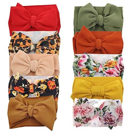 Baby Girl Bow Headbands Newborn Hairband Baby Turban Knotted Headband Nylon Elastic Headwraps for Children Hair Accessories (KK10-6) …